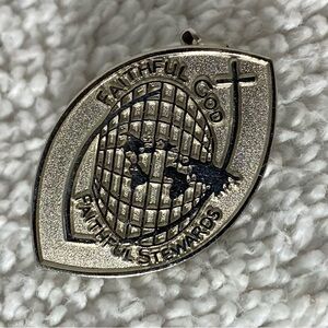 5/$35 Vintage Silver Faithful God Faithful Stewards Silver Tone Souvenir Pin